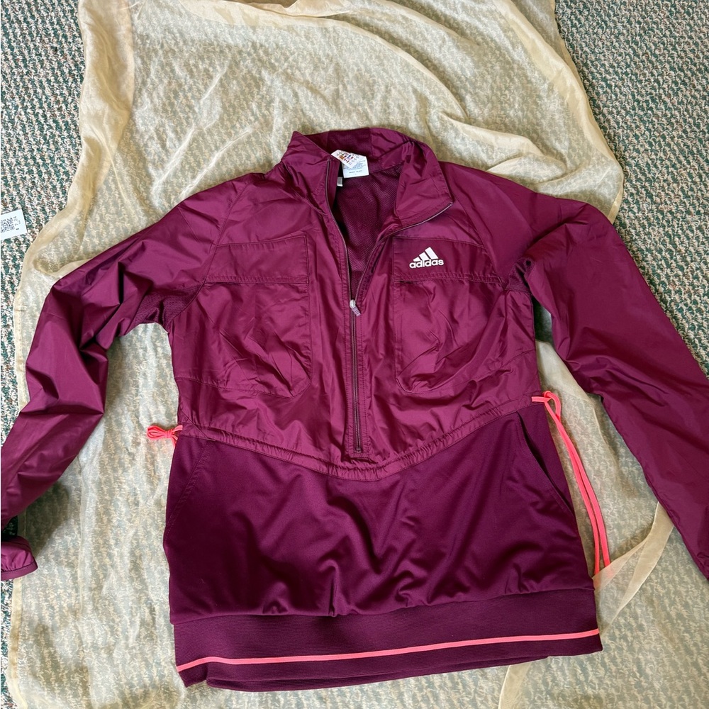 Adidas Red Ski Snow Jacket Lightweight Water-Resistant